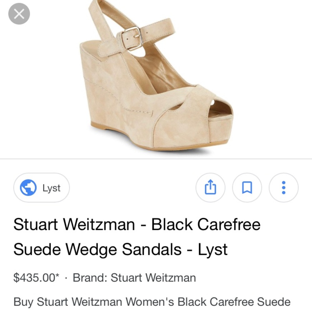 2017 Stuart Weitzman “Carefree” suede wedge